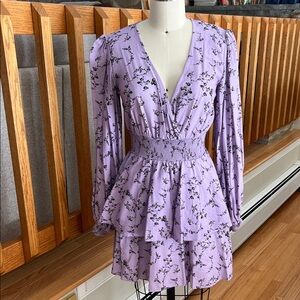 Keepsake Lavender Floral Smocked Waist Wrap Dress